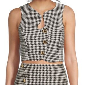 Amanda Uprichard Puzzle Houndstooth Button Vest
